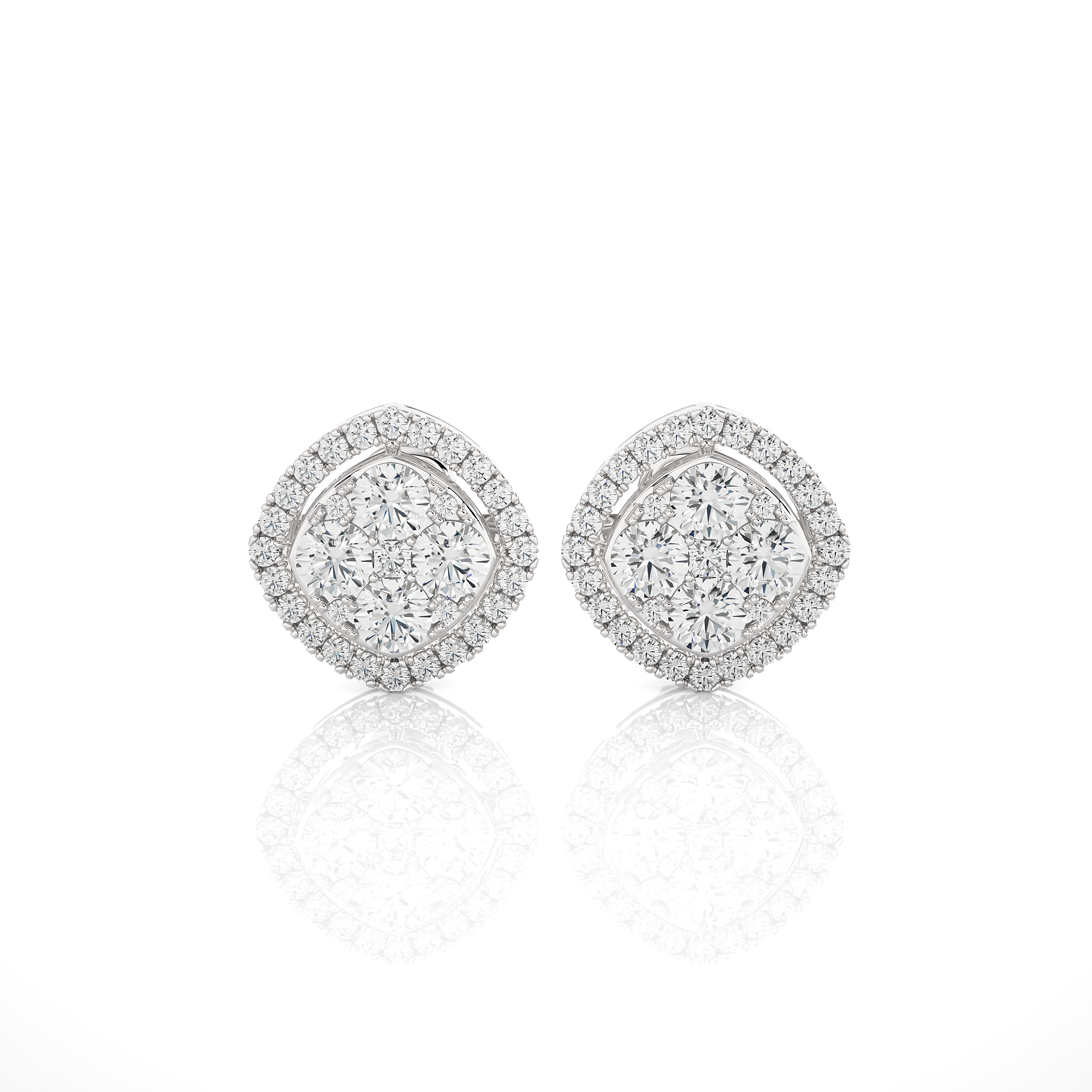 Round Lab Grown Diamond Halo Stud Earrings