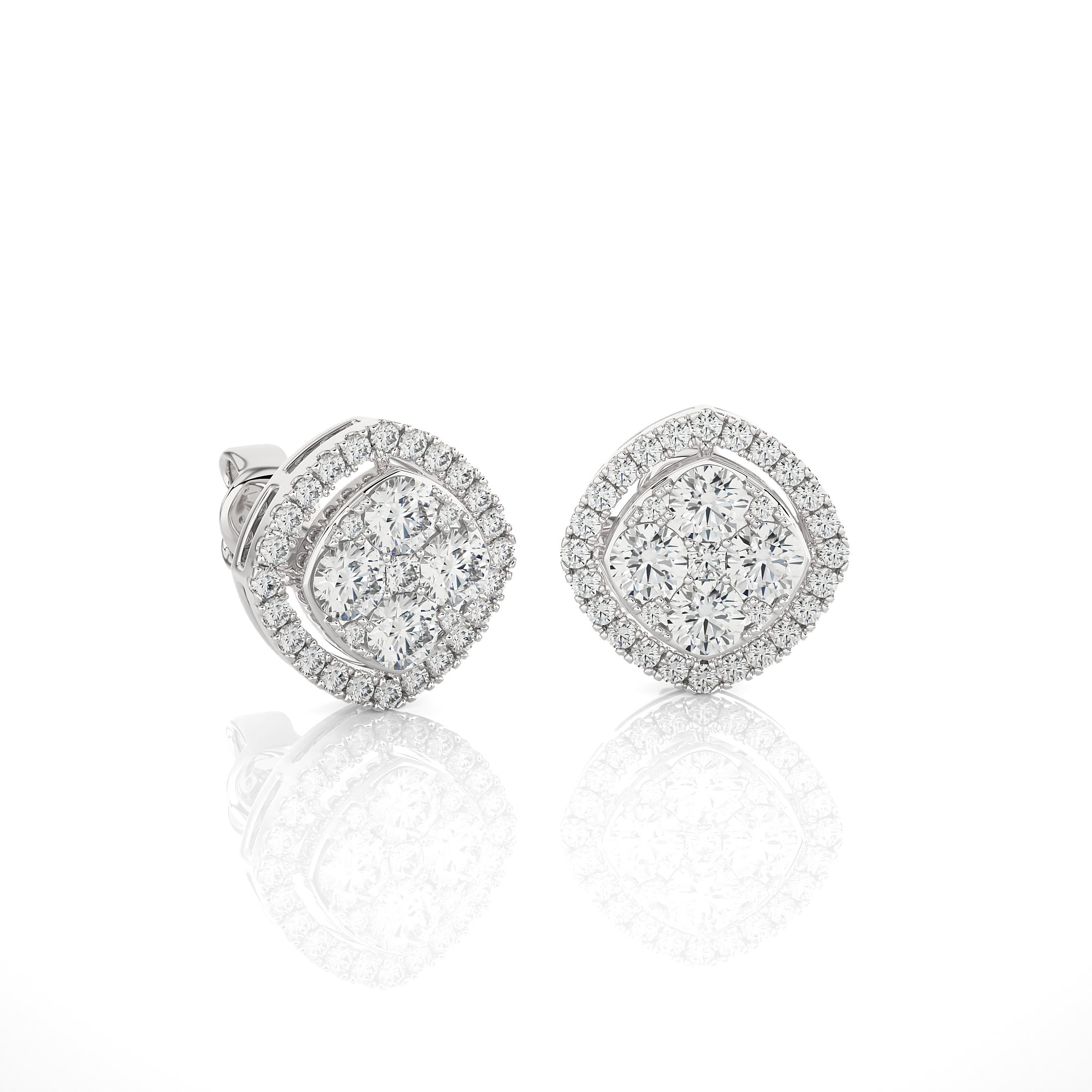 Round Lab Grown Diamond Halo Stud Earrings