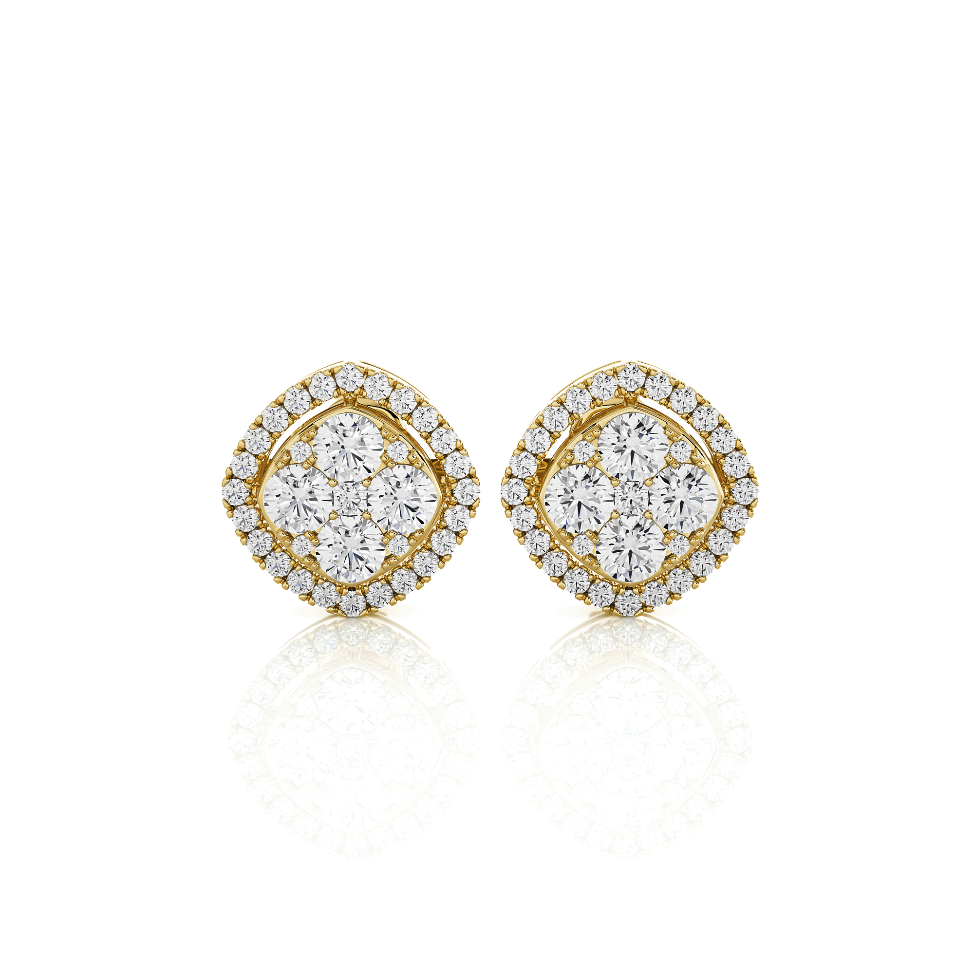 Round Lab Grown Diamond Halo Stud Earrings