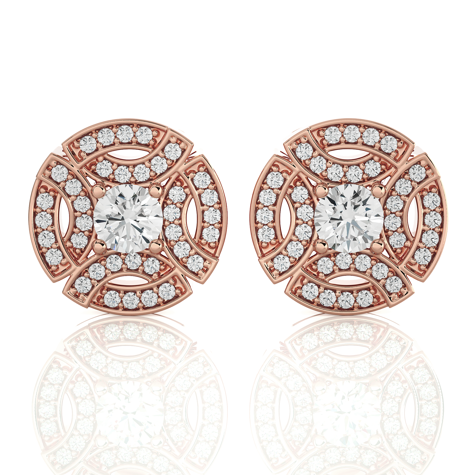 Round Lab Grown Diamond Halo Stud Earrings