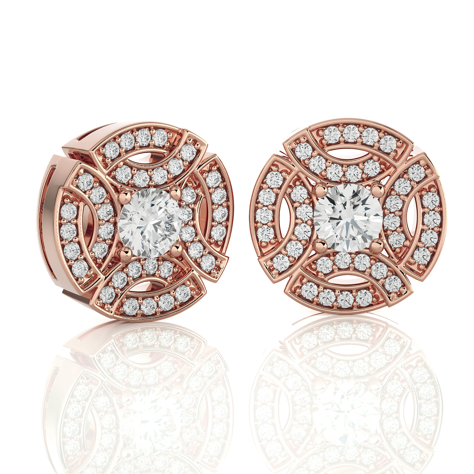 Round Lab Grown Diamond Halo Stud Earrings