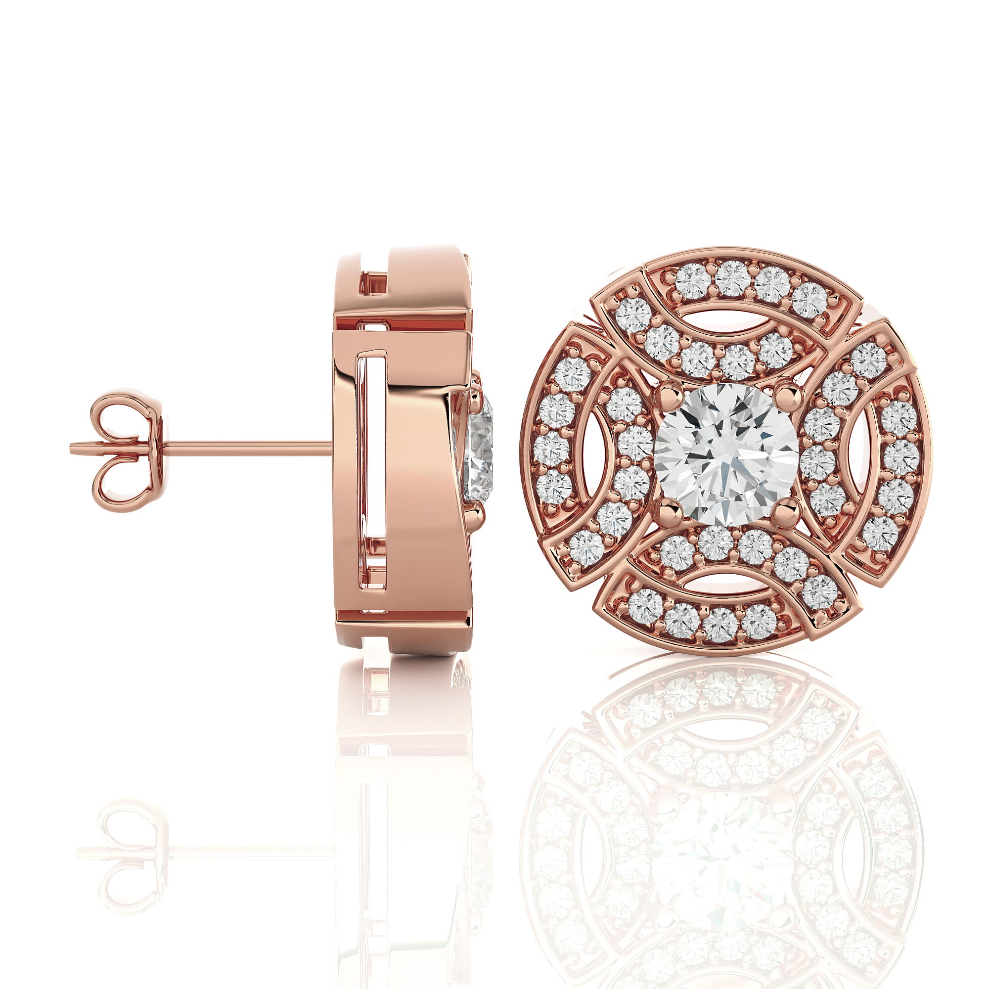 Round Lab Grown Diamond Halo Stud Earrings