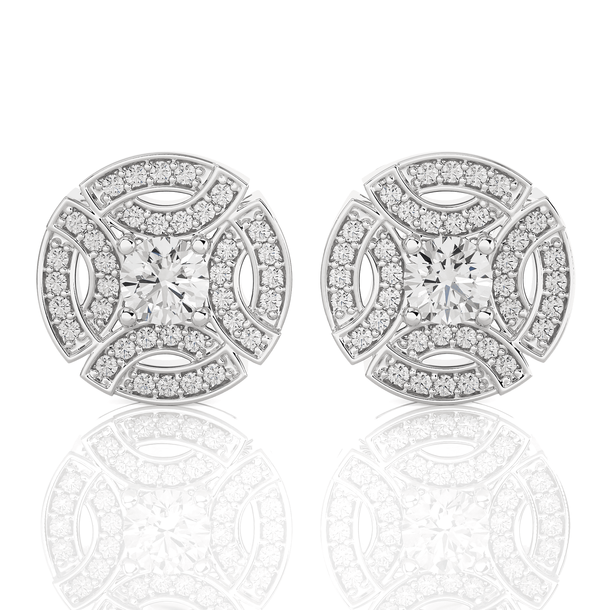 Round Lab Grown Diamond Halo Stud Earrings