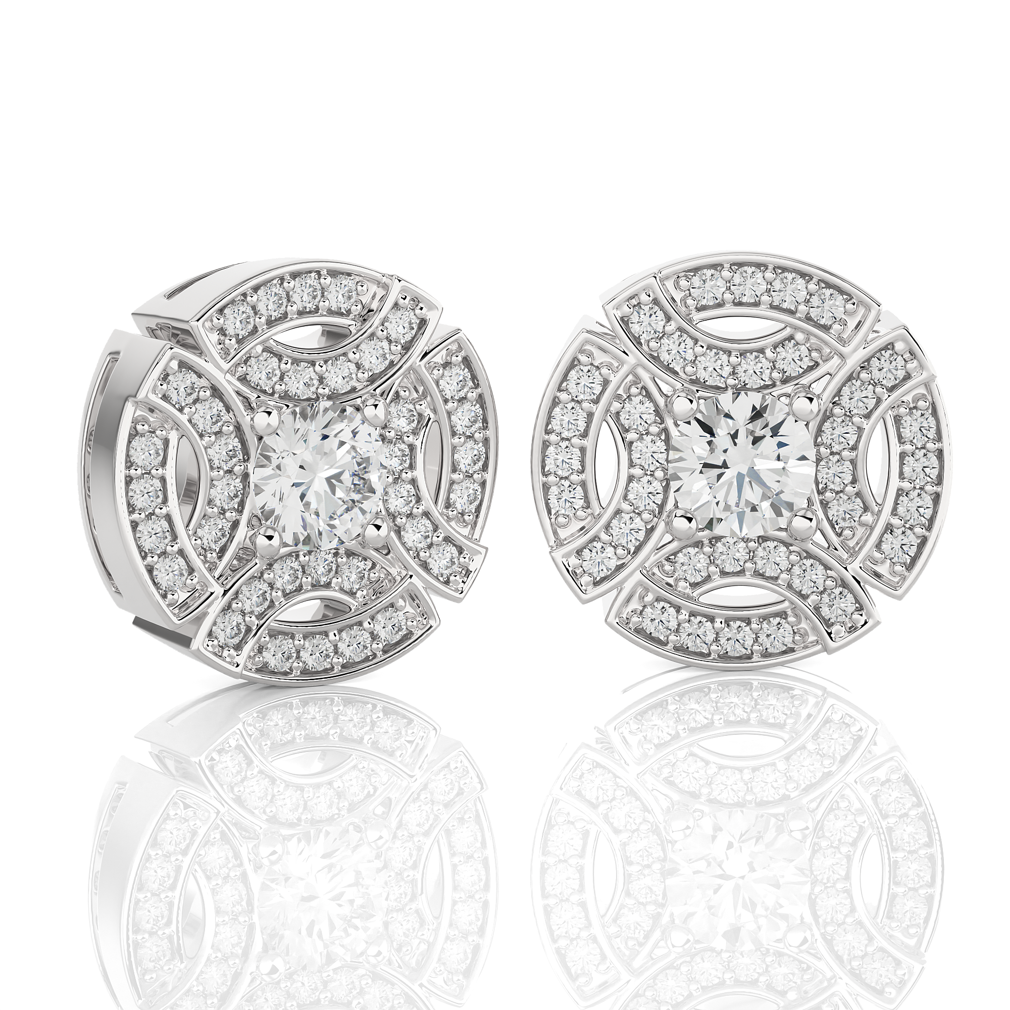 Round Lab Grown Diamond Halo Stud Earrings