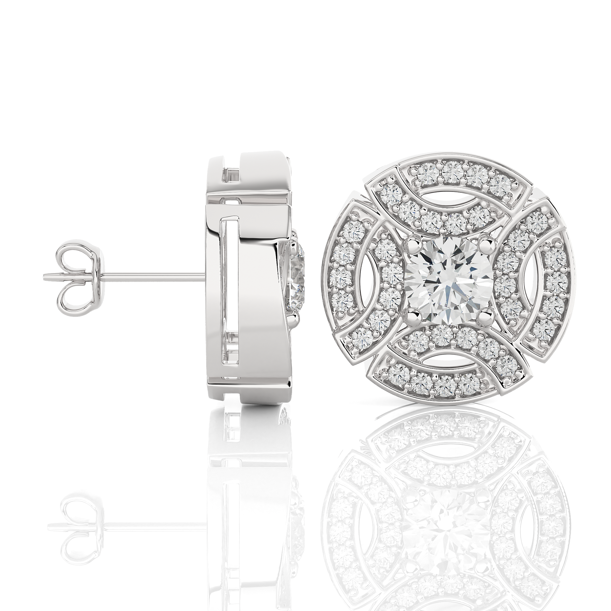 Round Lab Grown Diamond Halo Stud Earrings