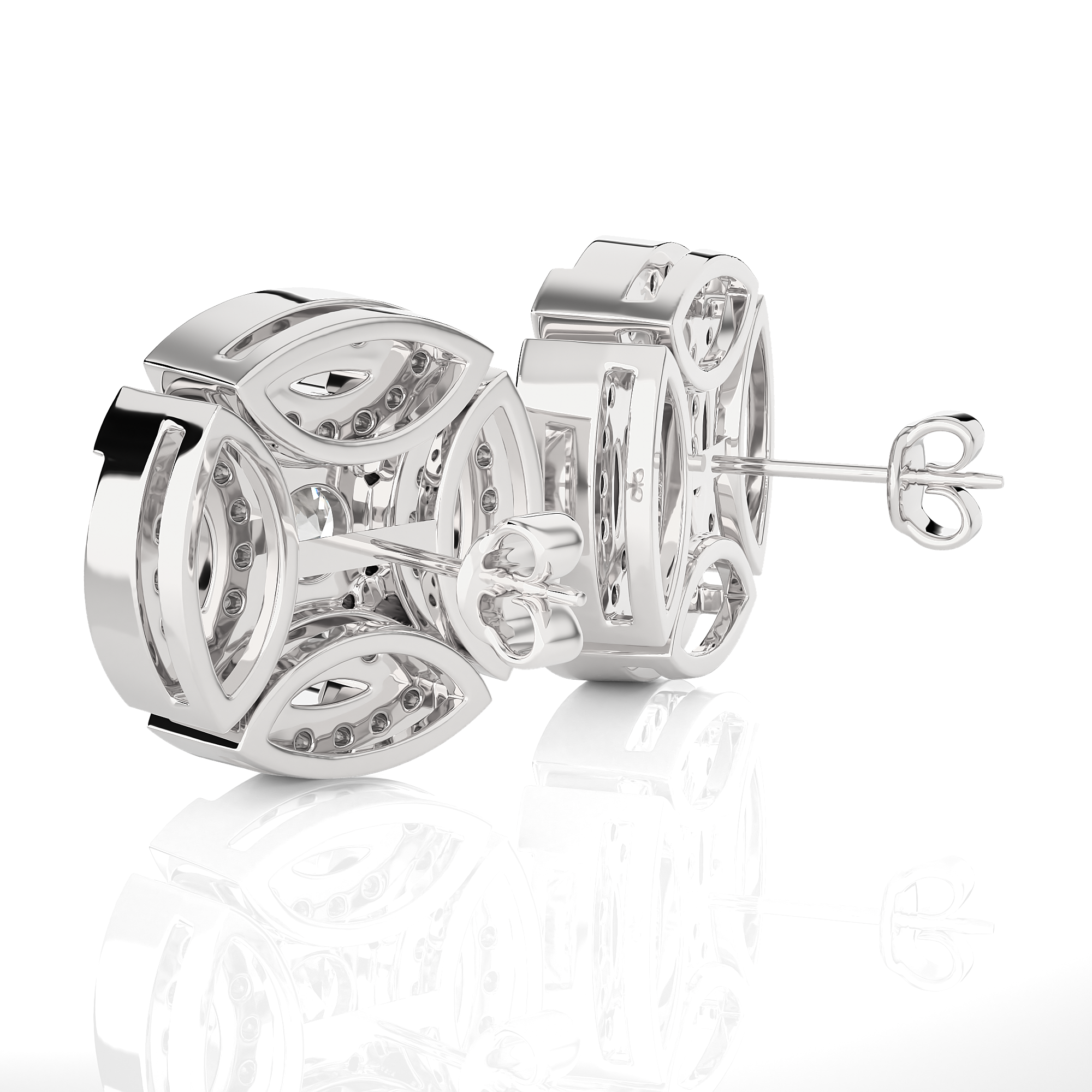 Round Lab Grown Diamond Halo Stud Earrings