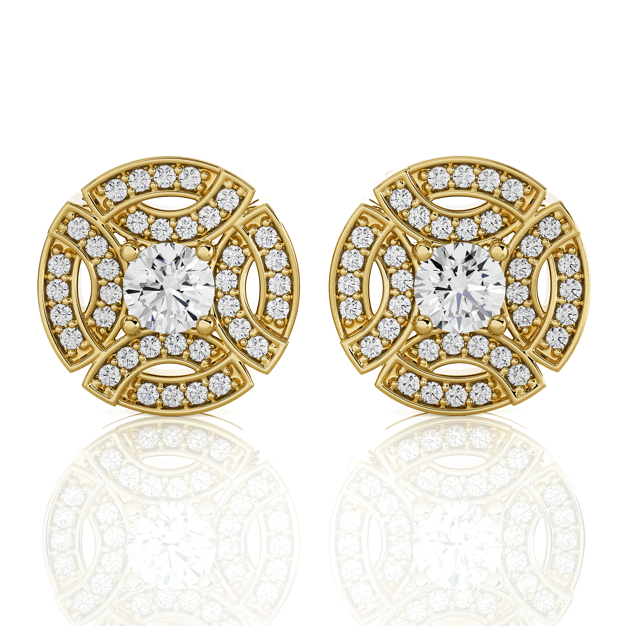 Round Lab Grown Diamond Halo Stud Earrings