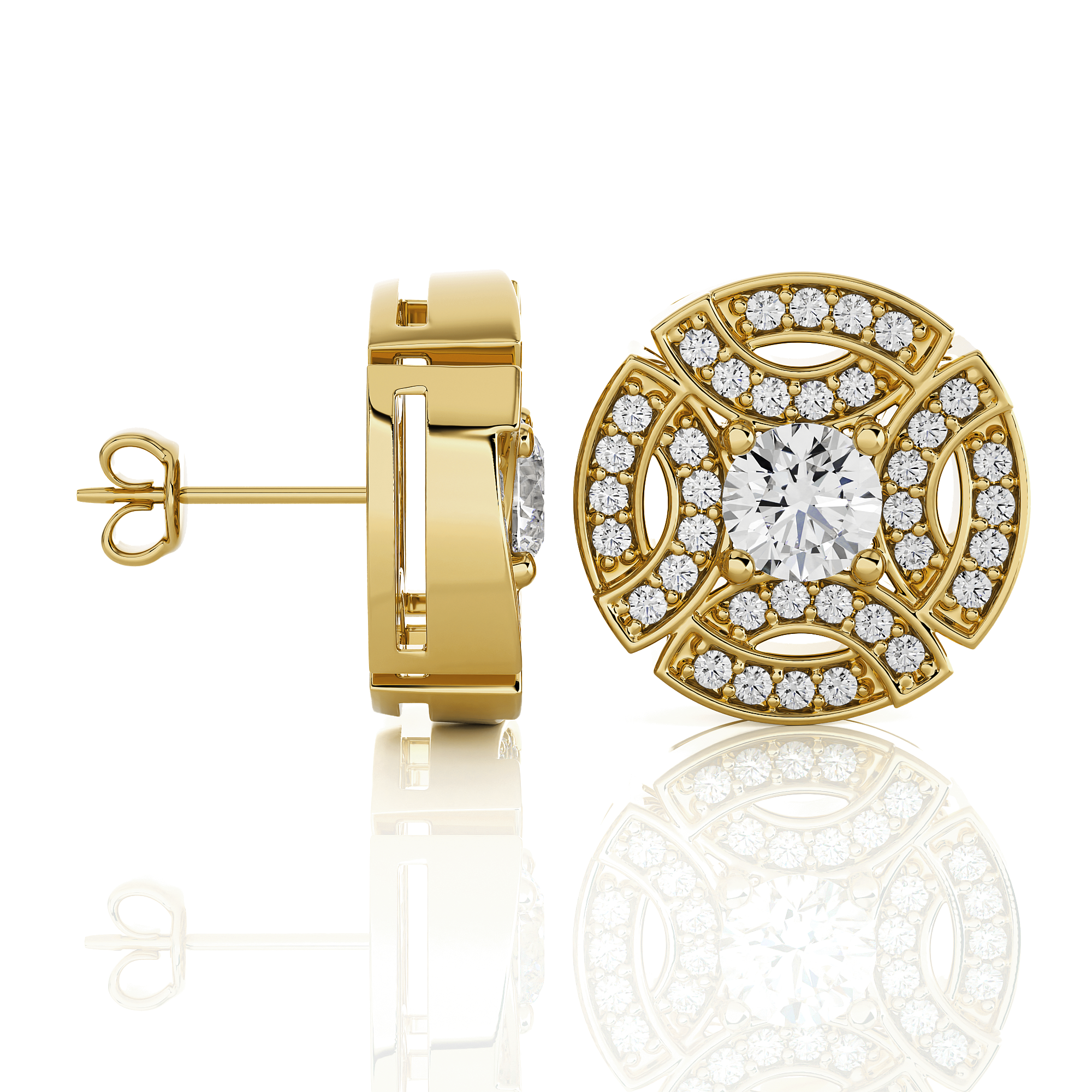 Round Lab Grown Diamond Halo Stud Earrings