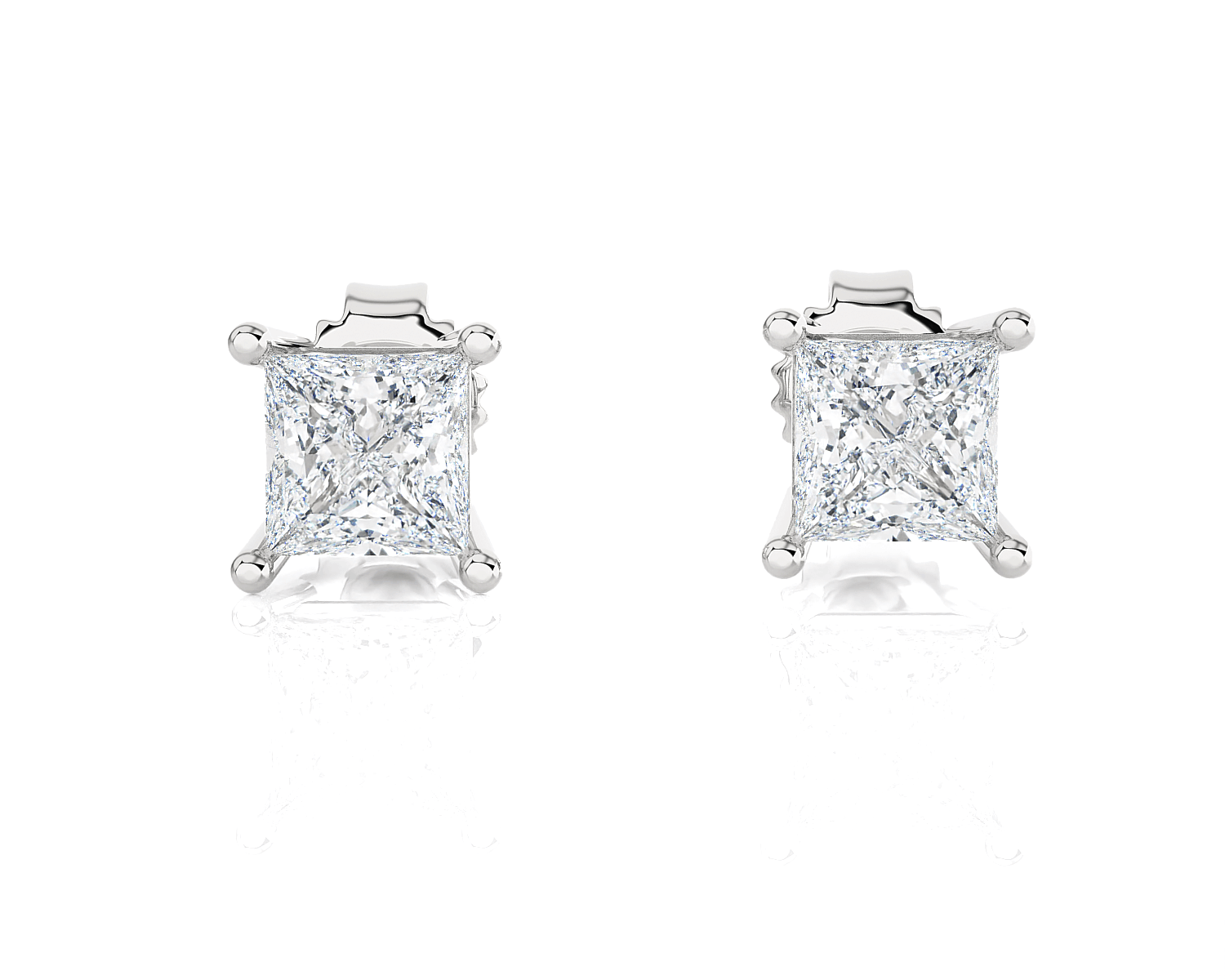 Princess-Cut Lab Grown Diamond Solitaire Stud Earrings