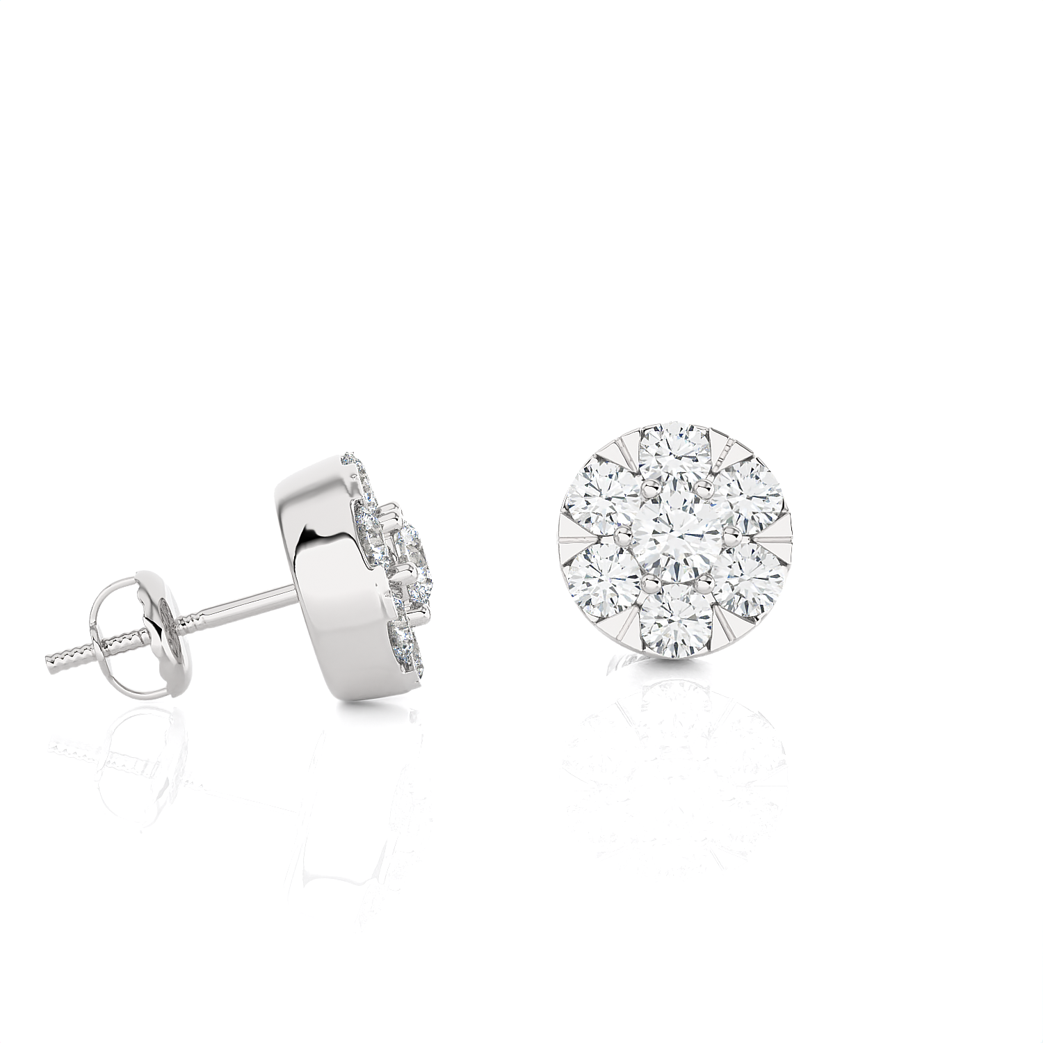 Round Lab Grown Diamond Halo Stud Earrings