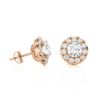 Round Lab Grown Diamond Halo Stud Earrings