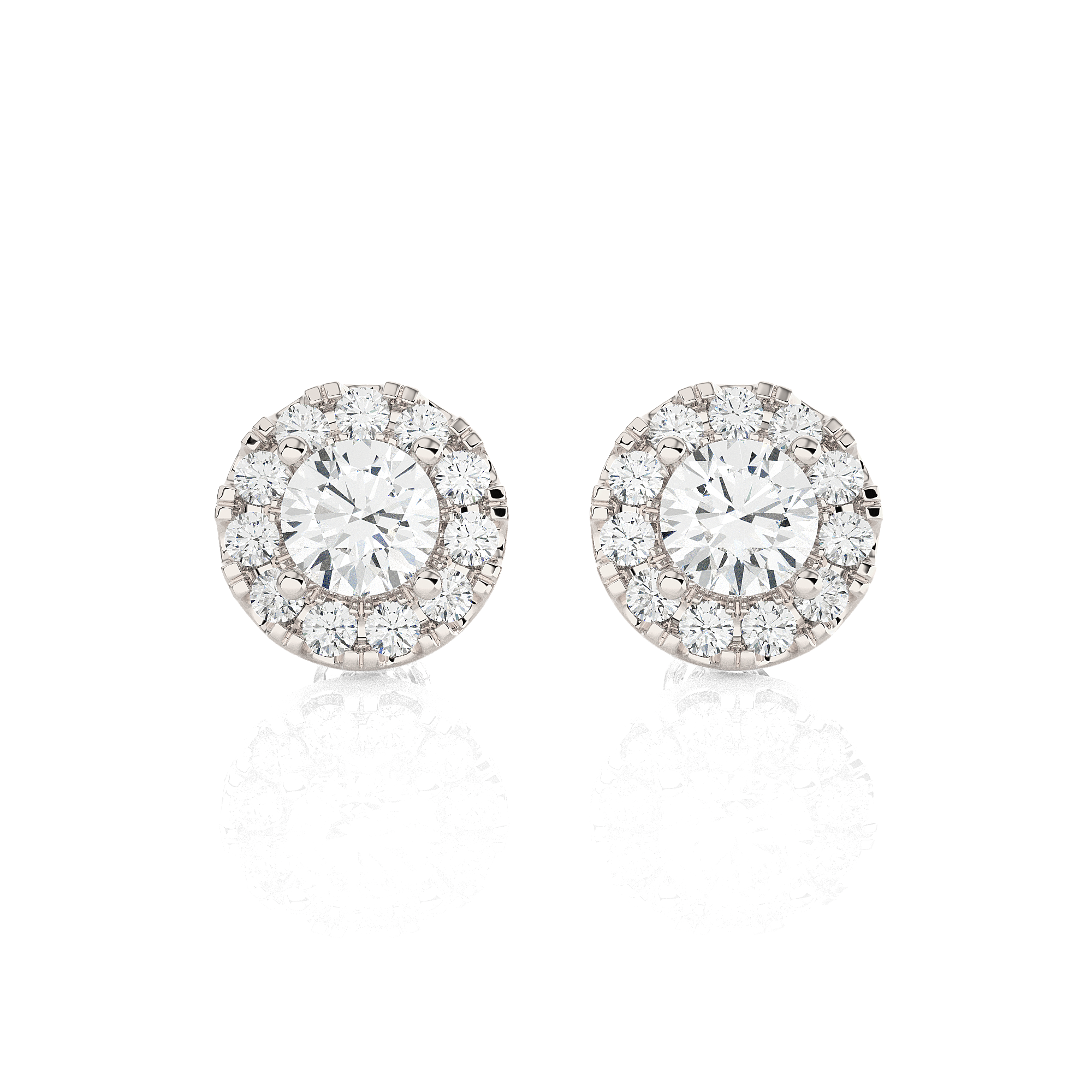 Round Lab Grown Diamond Halo Stud Earrings