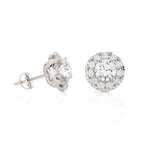 Round Lab Grown Diamond Halo Stud Earrings