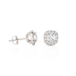 Round Lab Grown Diamond Halo Stud Earrings