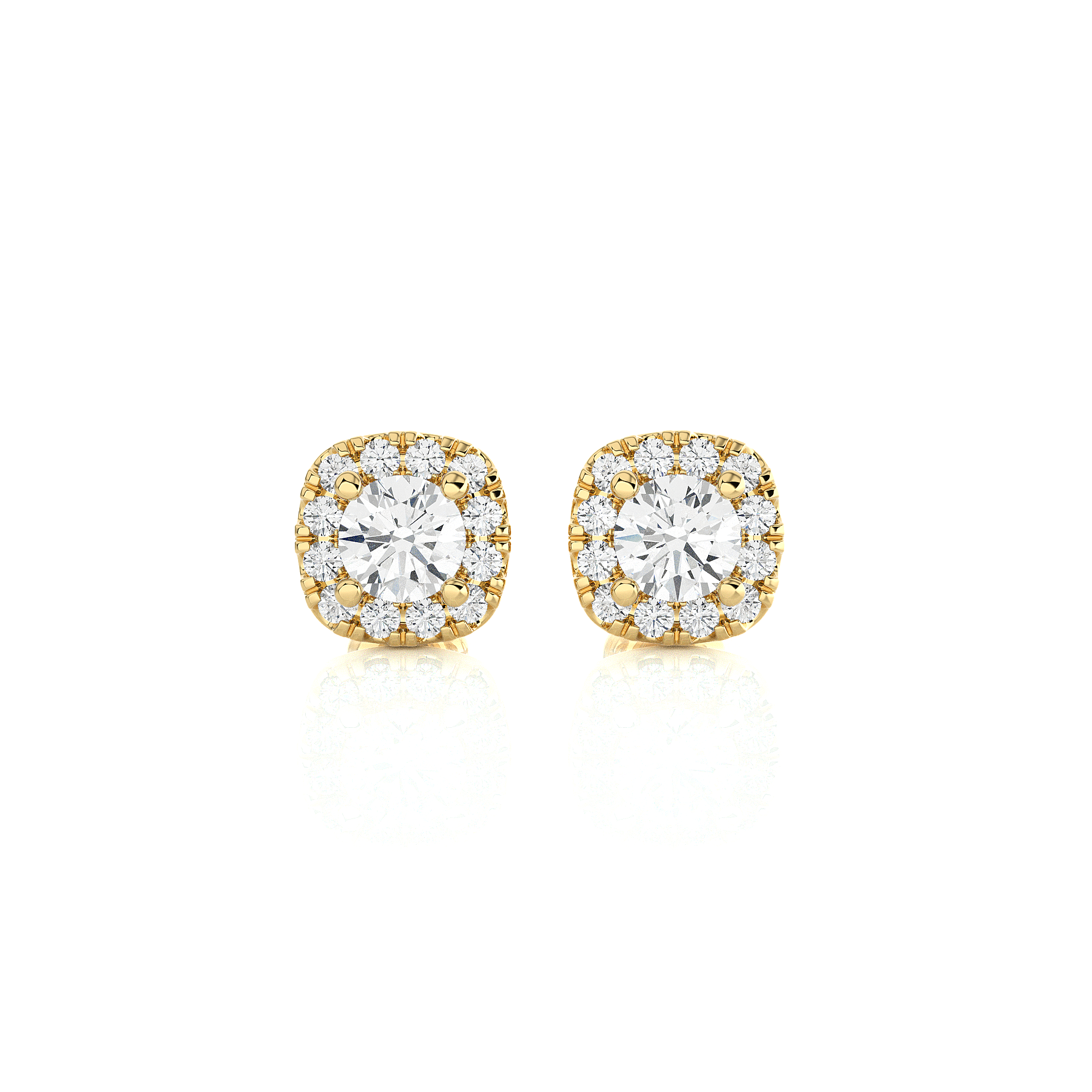 Round Lab Grown Diamond Halo Stud Earrings