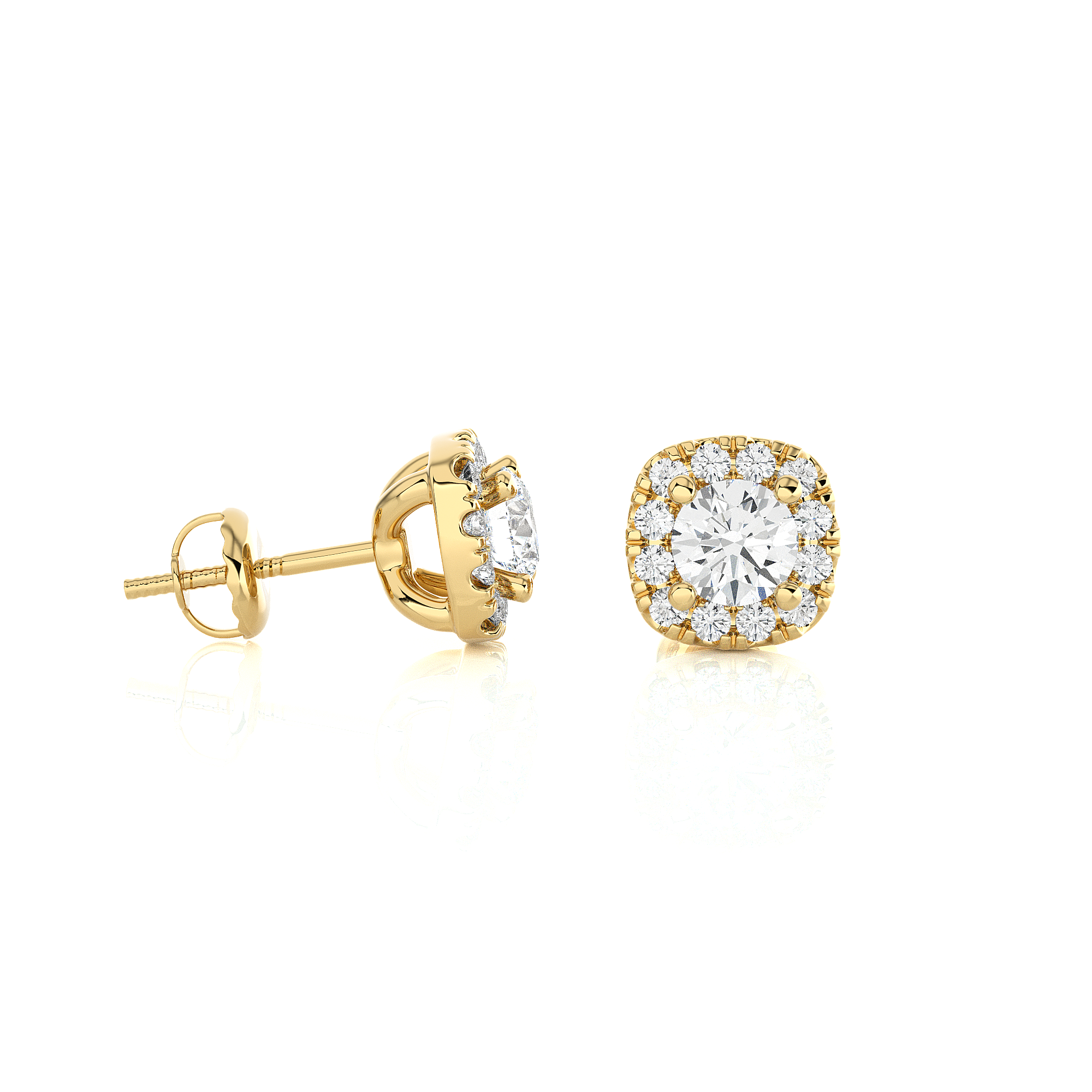 Round Lab Grown Diamond Halo Stud Earrings