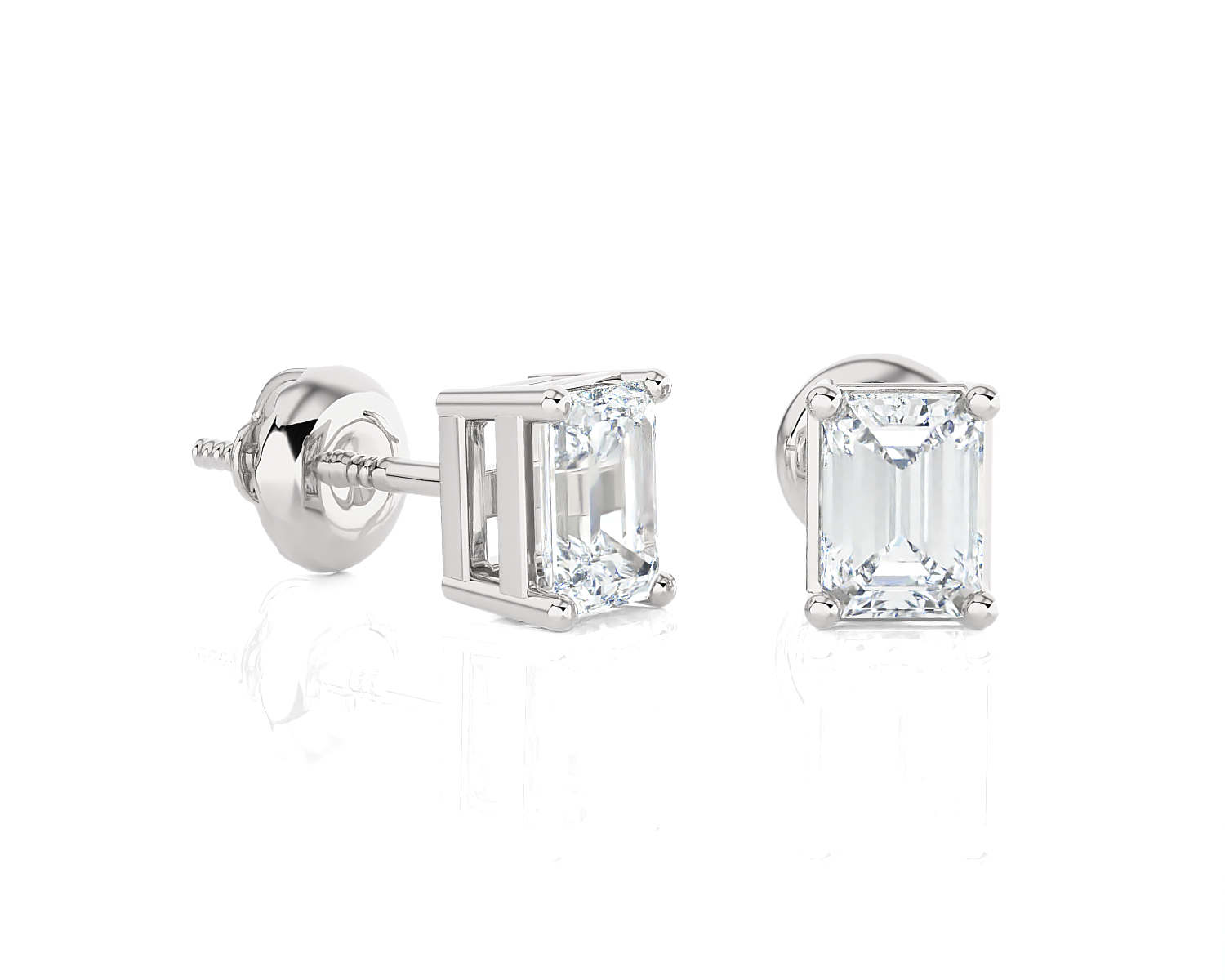 5/8 ctw Emerald-Cut Lab Grown Diamond Solitaire Stud Earrings