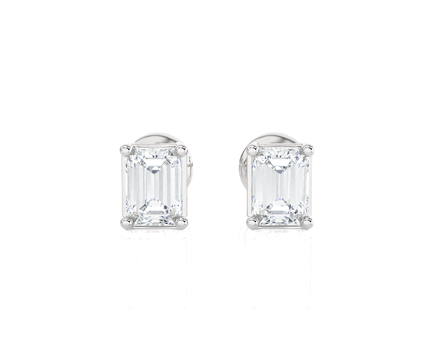 5/8 ctw Emerald-Cut Lab Grown Diamond Solitaire Stud Earrings