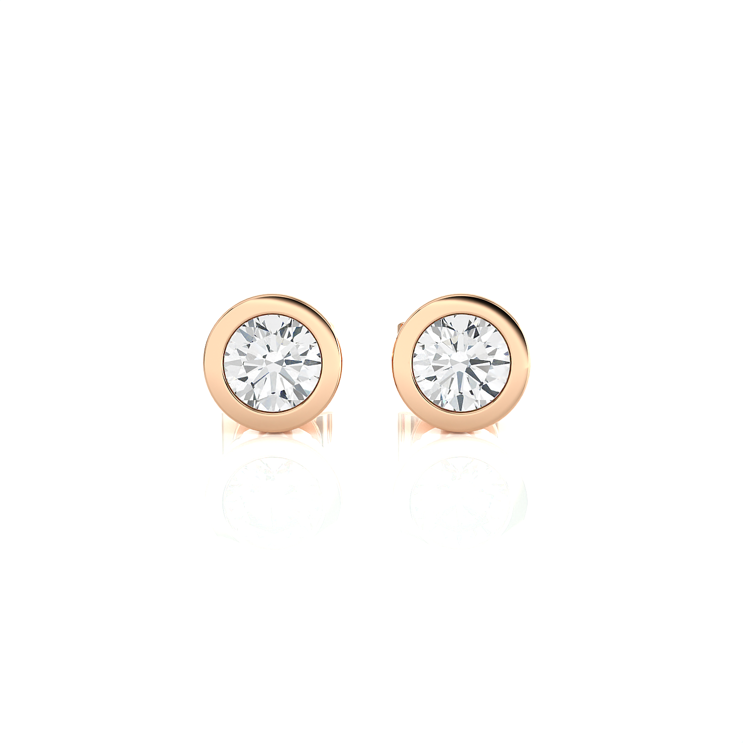 1 ctw Round Lab Grown Diamond Bezel Set Solitaire Stud Earrings