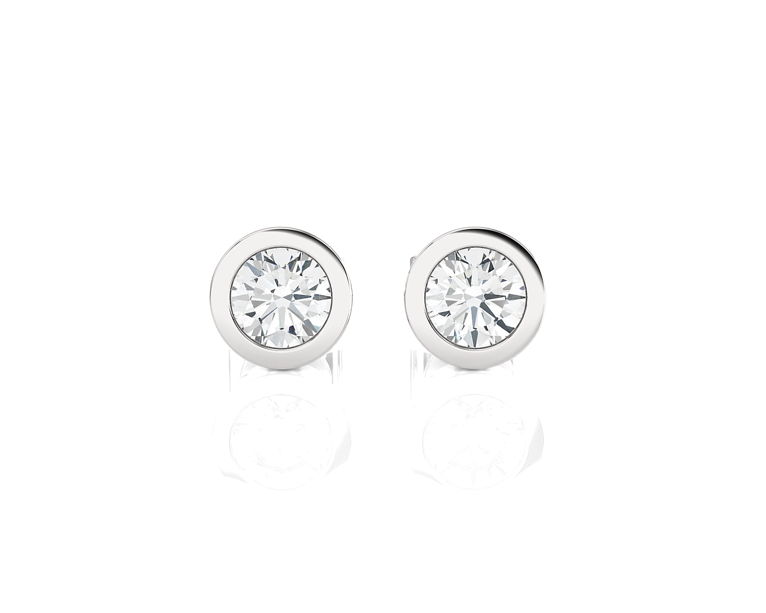 1 ctw Round Lab Grown Diamond Bezel Set Solitaire Stud Earrings