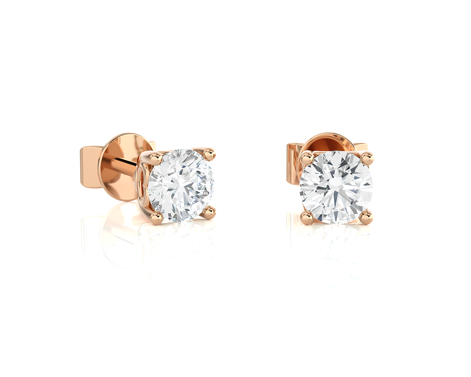 Round Lab Grown Diamond Solitaire Stud Earrings