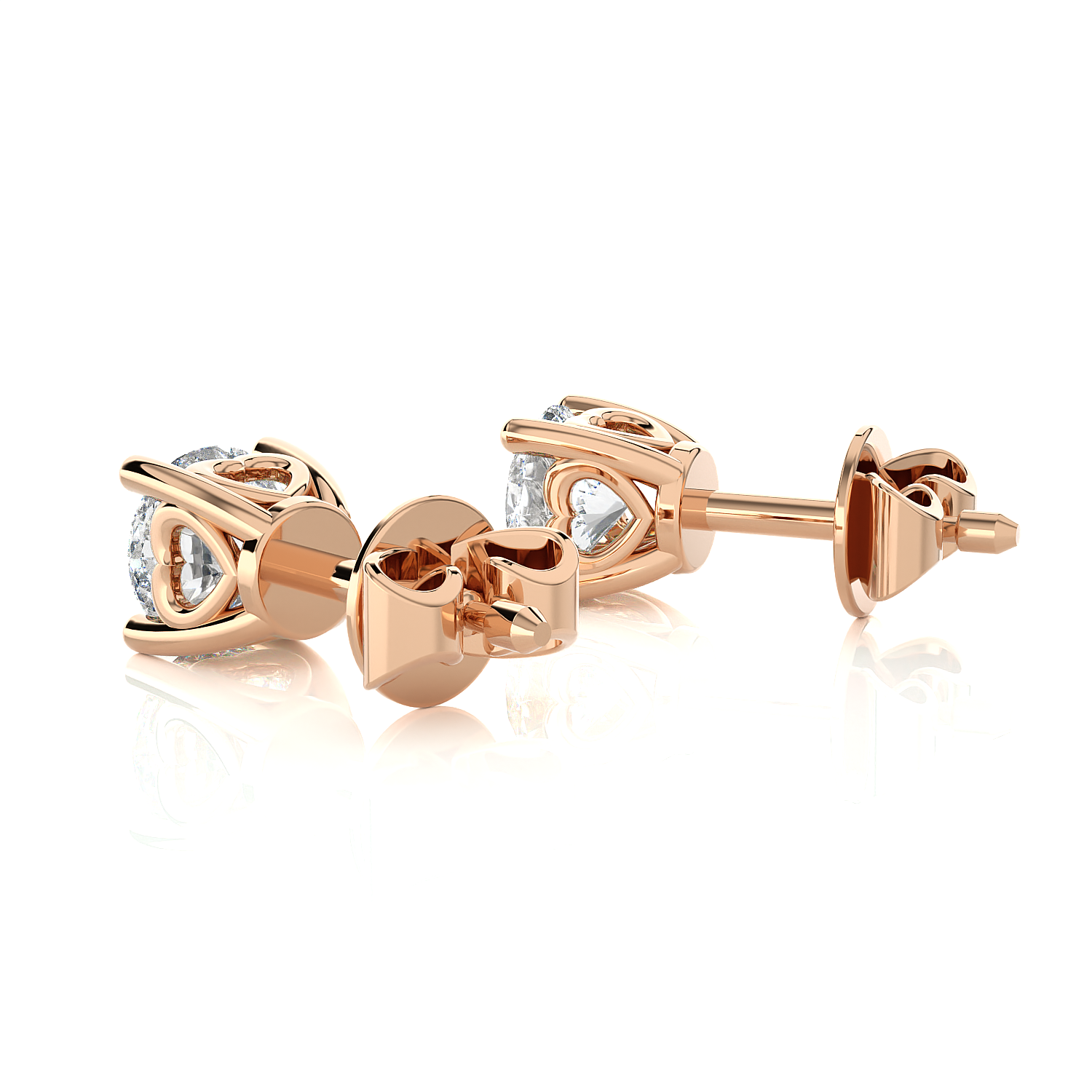 Round Lab Grown Diamond Solitaire Stud Earrings