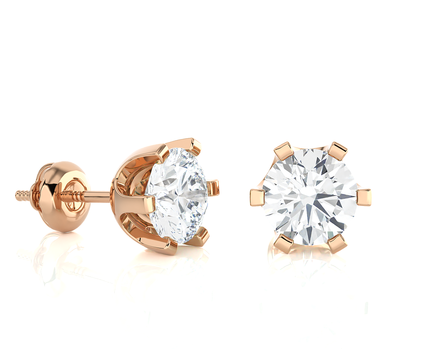 1 ctw Round Lab Grown Diamond Solitaire Stud Earrings