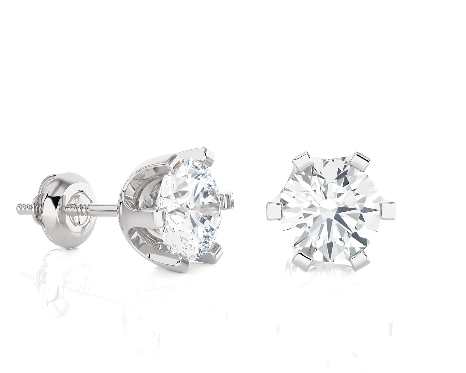 1 ctw Round Lab Grown Diamond Solitaire Stud Earrings