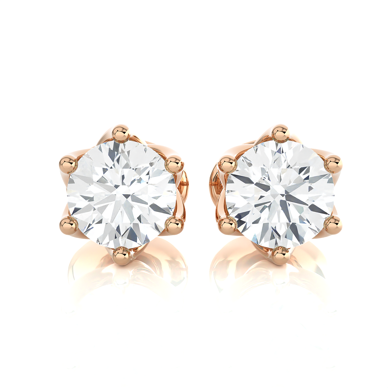 Round Lab Grown Diamond Solitaire Stud Earrings