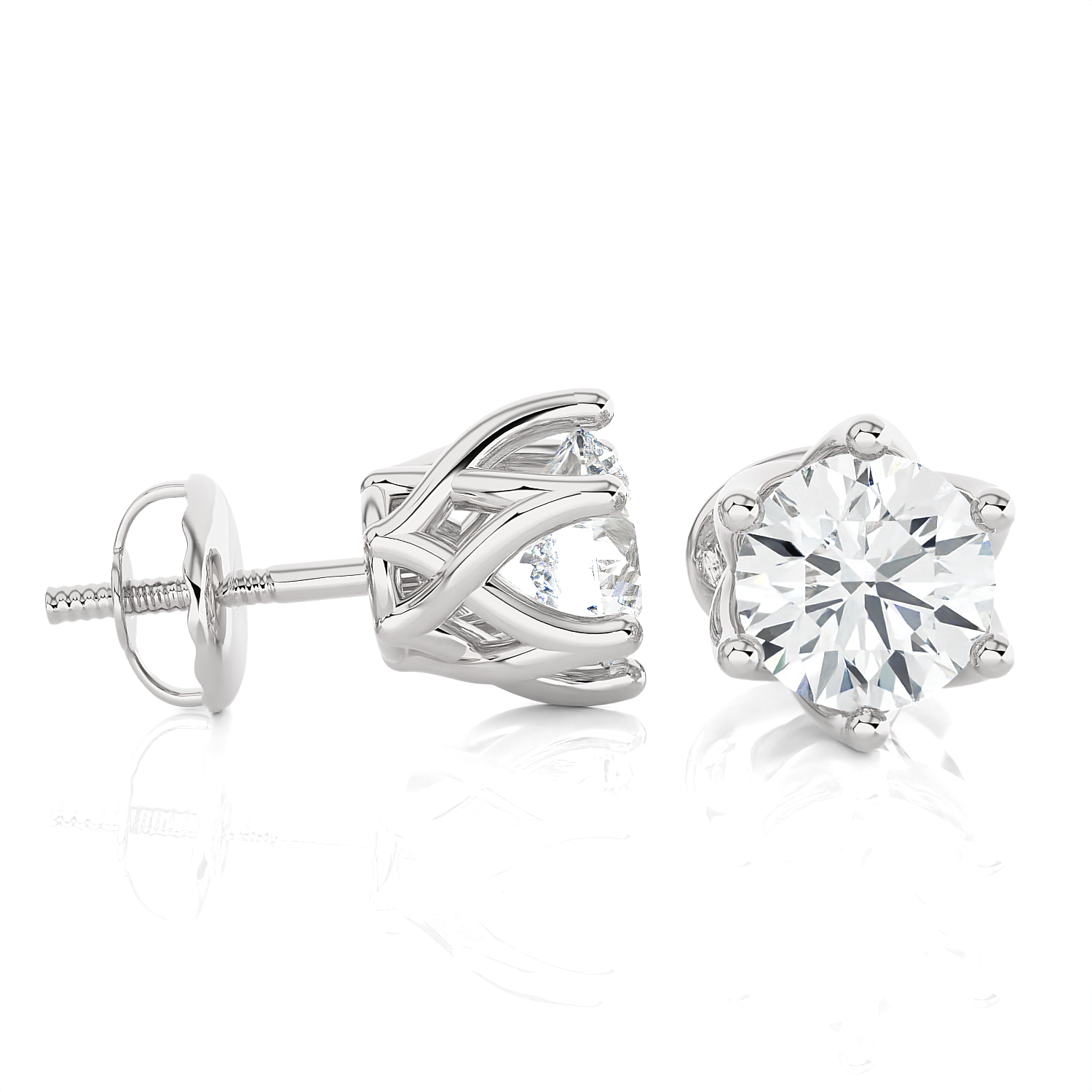Round Lab Grown Diamond Solitaire Stud Earrings