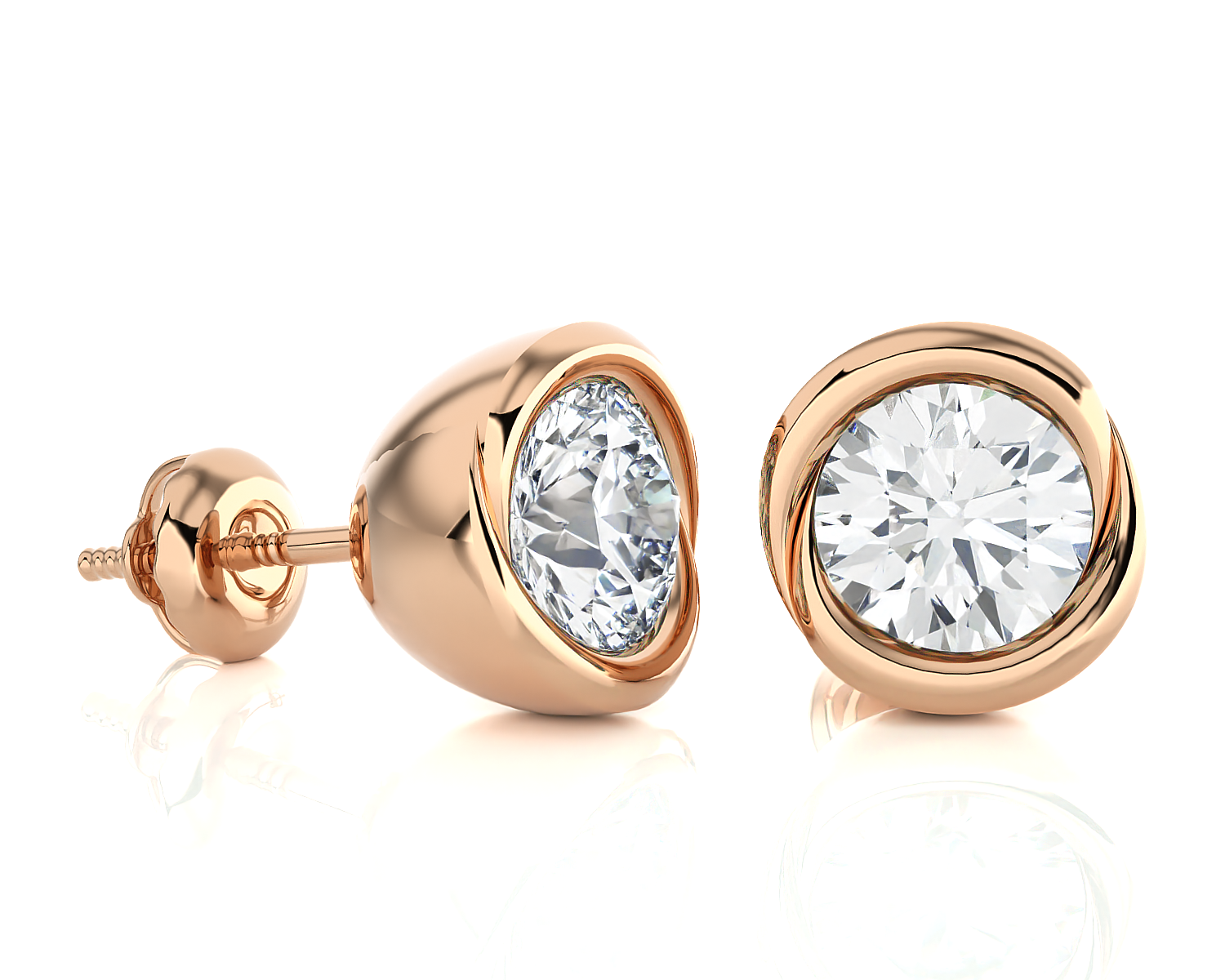 1/2 ctw Round Lab Grown Diamond Bezel Set Solitaire Stud Earrings