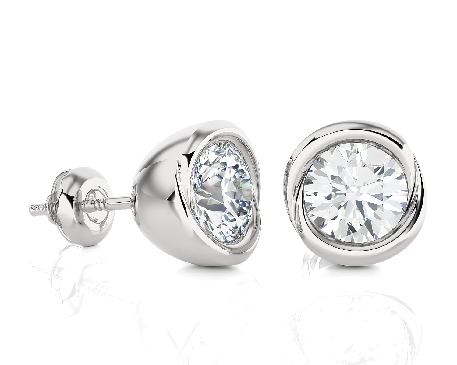 1/2 ctw Round Lab Grown Diamond Bezel Set Solitaire Stud Earrings