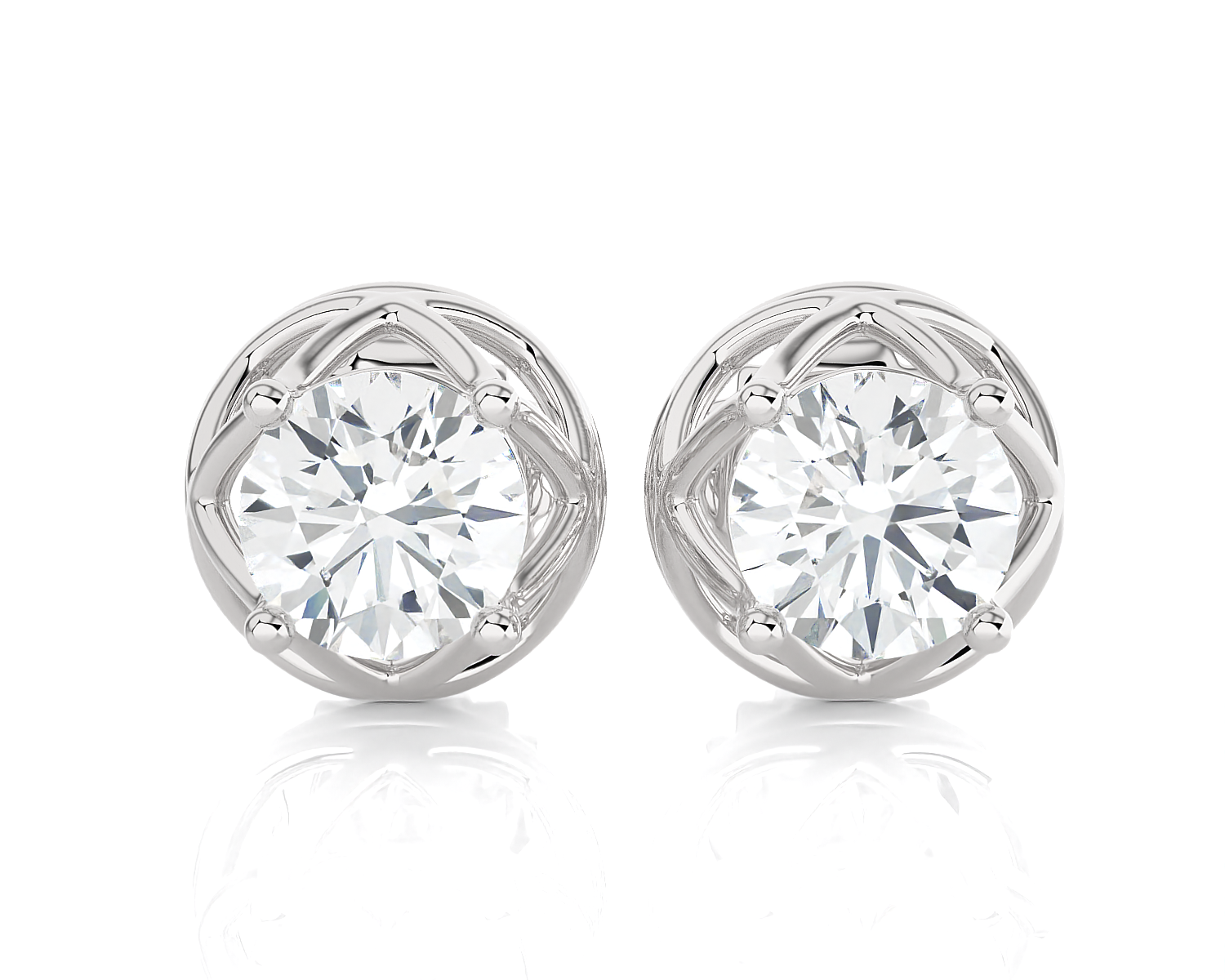 1 1/2 ctw Round Lab Grown Diamond Solitaire Stud Earrings