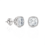 Cushion-Cut Lab Grown Diamond Solitaire Stud Earrings