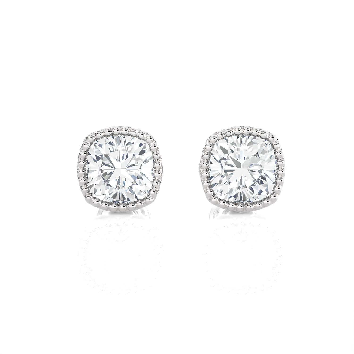 Cushion-Cut Lab Grown Diamond Solitaire Stud Earrings