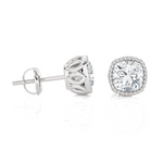 Cushion-Cut Lab Grown Diamond Solitaire Stud Earrings