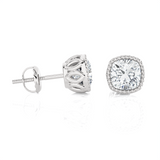 Cushion-Cut Lab Grown Diamond Solitaire Stud Earrings