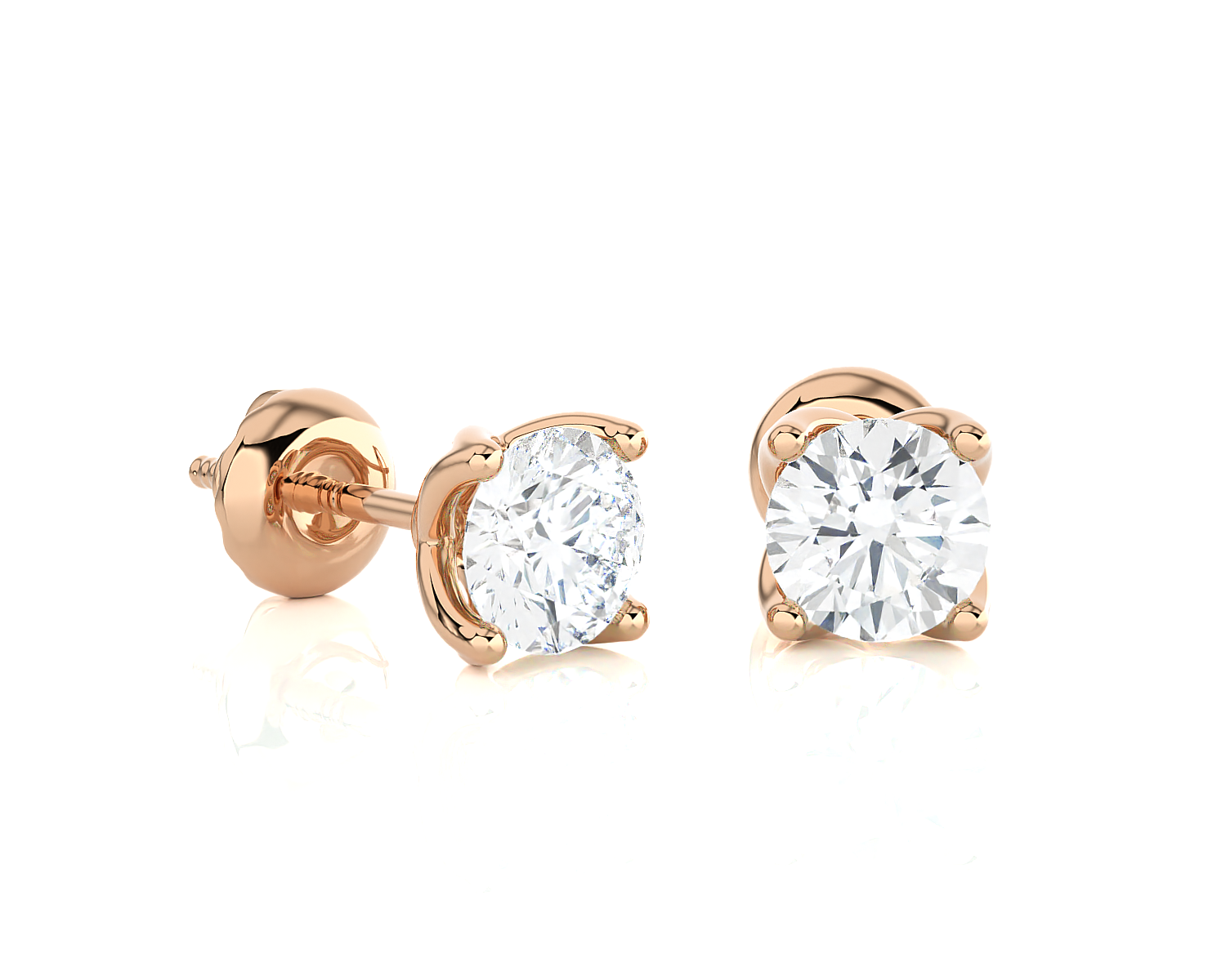 Round Lab Grown Diamond Solitaire Stud Earrings